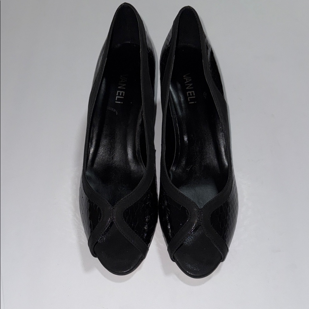 VANELI Black Peep-Toe Heels